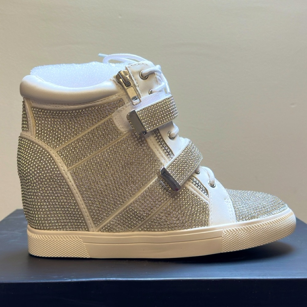 INC International Concepts Rhinestone Bling Debby Wedge Sneakers NWT and Box